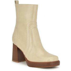 Nine West Womens Donad 3 Ivory Faux Leather Mid-Calf Boots Shoes New